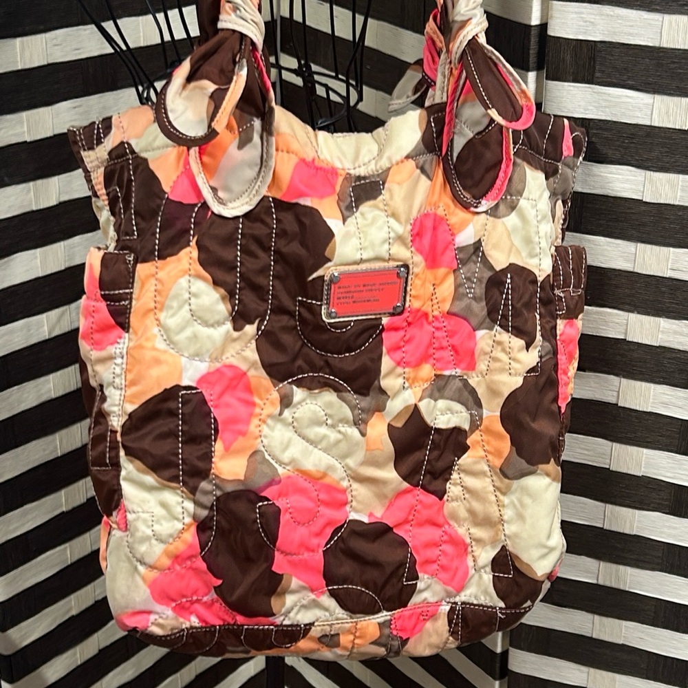 Marc by Marc Jacobs quilted nylon tote multicolored coral orange brown yellow - Picture 13 of 13